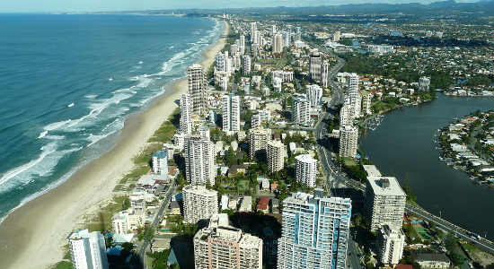 Gold Coast, Australia viewed from the Q1 Skyscraper